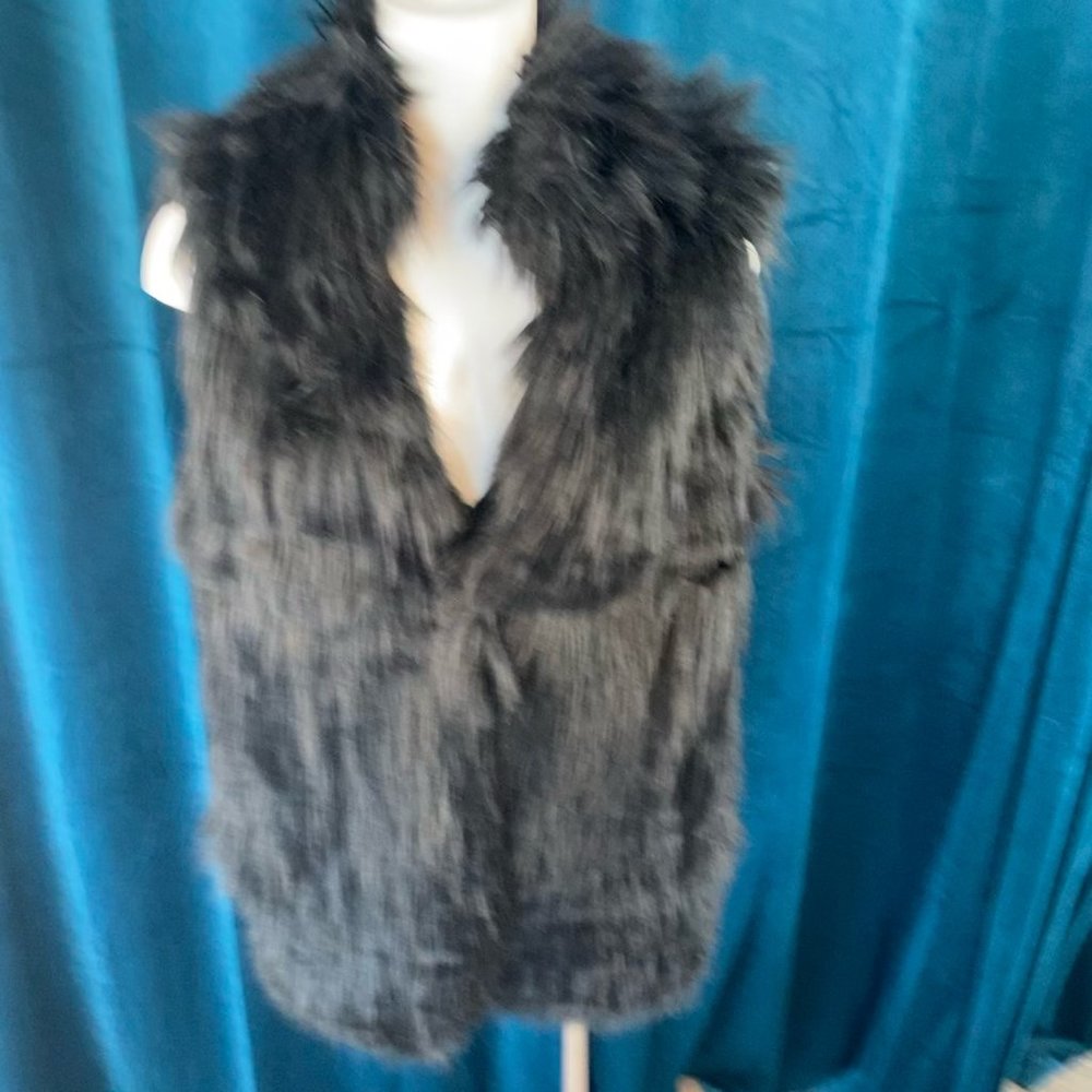 PPLA Faux Fur Vest Jacket Black - Picture 3 of 10